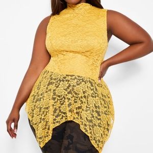 2X(18/20) PLUS SIZE NWT Sleeveless Lace Peplum Top